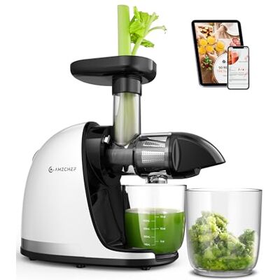 AMZCHEF Exprimidor Lento – Exprimidor Silencioso con Función Reversa para Frutas y Verduras Incluye Jarra y Cepillo de Limpieza (150 W, Blanco) AMZCHEF Exprimidor Lento – Exprimidor Silencioso con Función Reversa para Frutas y Verduras Incluye Jarra y Cepillo de Limpieza (150 W, Blanco)