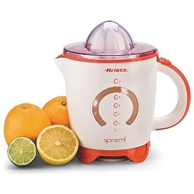 Ariete /00 Exprimidor spremì, doble sentido rotación (1.2 L, 2 conos, 40 w, tapa protectora, boquilla antigoteo, filtro para pulpa), color blanca/naranja Ariete /00 Exprimidor spremì, doble sentido rotación (1.2 L, 2 conos, 40 w, tapa protectora, boquilla antigoteo, filtro para pulpa), color blanca/naranja