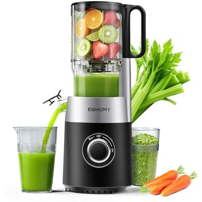 EUHOMY Extractor De Zumos Y Verduras Prensado en Frio, Exprimidor de Frutas con Tolva de 135mm, Licuadora con Hoja de Acero Inoxidable, Fácil de Limpiar Extractor de Jugos y Verduras, 1.8L Negro EUHOMY Extractor De Zumos Y Verduras Prensado en Frio, Exprimidor de Frutas con Tolva de 135mm, Licuadora con Hoja de Acero Inoxidable, Fácil de Limpiar Extractor de Jugos y Verduras, 1.8L Negro