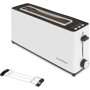 Bastilipo Firefox AB900 Tostador blanco Ranura larga para 2 rebanadas de 900W función descongelar Bandeja recogemigas Bastilipo Firefox AB900 Tostador blanco Ranura larga para 2 rebanadas de 900W función descongelar Bandeja recogemigas