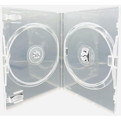 Dragon Amaray Juego de 10 fundas transparentes dobles para CD, DVD, Blu Ray (capacidad para 2 discos de cualquier formato de cara en la cara) con lomo de 14 mm y funda exterior para insertar Dragon Amaray Juego de 10 fundas transparentes dobles para CD, DVD, Blu Ray (capacidad para 2 discos de cualquier formato de cara en la cara) con lomo de 14 mm y funda exterior para insertar