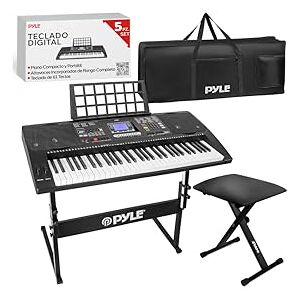 Pyle Teclado Electrónico Portátil de 61 Teclas, 2 en 1 para Tocar y Cantar, con Pedal de Sostenido, Auriculares, Bolsa Resistente a la Intemperie, Taburete y Soporte Pyle Teclado Electrónico Portátil de 61 Teclas, 2 en 1 para Tocar y Cantar, con Pedal de Sostenido, Auriculares, Bolsa Resistente a la Intemperie, Taburete y Soporte