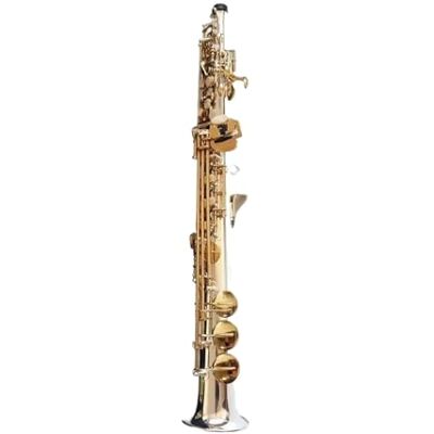 LJERFSW Saxofón De Latón Saxofón Agudo Profesional En Si Bemol, De Cobre, Plateado, Con Tubo Recto Y Boquilla Dividida(Bag A) LJERFSW Saxofón De Latón Saxofón Agudo Profesional En Si Bemol, De Cobre, Plateado, Con Tubo Recto Y Boquilla Dividida(Bag A)