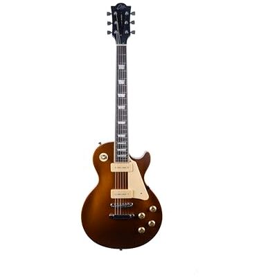 EKO GUITARS Guitarra Eléctrica , Cuerpo de Paulownia, Mástil de Arce, Diapasón de Laurel, 2 Pastillas P-90, Puente Tune-O-Matic, 22 Trastes, Escala 630 mm, Color Oro EKO GUITARS Guitarra Eléctrica , Cuerpo de Paulownia, Mástil de Arce, Diapasón de Laurel, 2 Pastillas P-90, Puente Tune-O-Matic, 22 Trastes, Escala 630 mm, Color Oro