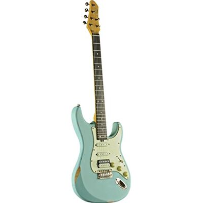 EKO GUITARS AIRE RELIC, Guitarra Eléctrica, Serie "Original Relic", Cuerpo de Paulownia, Mástil de Arce Americano Tostado, Diapasón de 24 trastes en WPC, HSS, Escala 650 mm, Color Daphne Blue EKO GUITARS AIRE RELIC, Guitarra Eléctrica, Serie "Original Relic", Cuerpo de Paulownia, Mástil de Arce Americano Tostado, Diapasón de 24 trastes en WPC, HSS, Escala 650 mm, Color Daphne Blue
