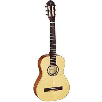 Ortega Guitars Ortega Guitarra clásica, abeto y caoba, tamaño 1/2, color beige Ortega Guitars Ortega Guitarra clásica, abeto y caoba, tamaño 1/2, color beige