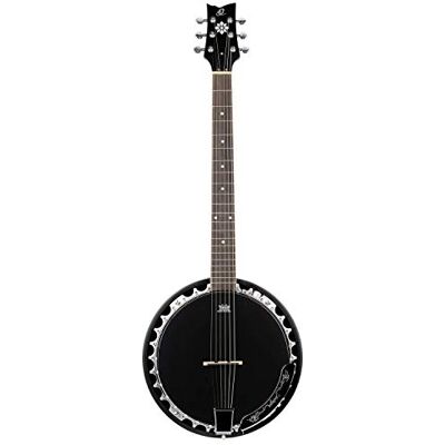 Ortega Guitars ORTEGA Raven Series Banjo Banjo de 6 cuerdas, incluye funda, color negro satinado Ortega Guitars ORTEGA Raven Series Banjo Banjo de 6 cuerdas, incluye funda, color negro satinado