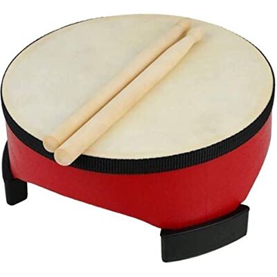 A-Star Tambor de suelo rojo de 8" con dos baquetas de madera A-Star Tambor de suelo rojo de 8" con dos baquetas de madera