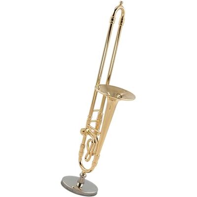 DALYNN Modelo de trombón de cobre puro en miniatura de 12 cm con soporte Mini modelo de instrumento musical con caja negra musical instrumento Miniatura DALYNN Modelo de trombón de cobre puro en miniatura de 12 cm con soporte Mini modelo de instrumento musical con caja negra musical instrumento Miniatura
