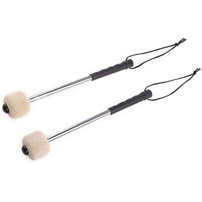 Wilgure Bateria de bajo de fieltro de lana para instrumentos de percusión de cabeza, con mango de acero inoxidable, 1 Wilgure Bateria de bajo de fieltro de lana para instrumentos de percusión de cabeza, con mango de acero inoxidable, 1