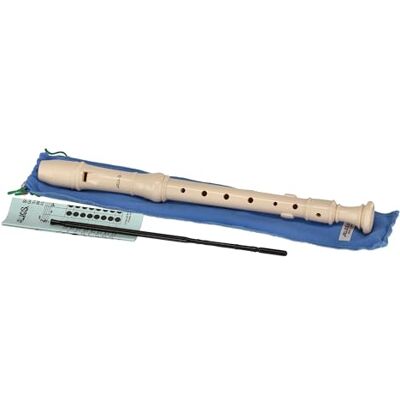 Aulos Flauta dulce soprano en do Elite color marfil con funda, varilla limpiadora, tabla de digitación apoyo para el pulgar desmontable de 3 piezas con canal de viento curvado Aulos Flauta dulce soprano en do Elite color marfil con funda, varilla limpiadora, tabla de digitación apoyo para el pulgar desmontable de 3 piezas con canal de viento curvado