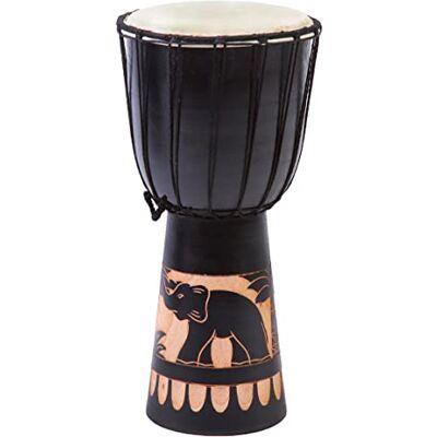 Ciffre Tambor djembe para principiantes de 40cm, tambor bongo, elefante de madera, estilo africano Ciffre Tambor djembe para principiantes de 40cm, tambor bongo, elefante de madera, estilo africano