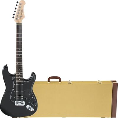 ROCKTILE Pro ST60-BK Guitarra Eléctrica All Black Set con Estuche Rígido Modelo: ST60-BK, Cuerpo: Caoba, Mástil: Arce atornillado, Diapasón de Engineering Wood, Inlays: Dot, 22 trastes jumbo ROCKTILE Pro ST60-BK Guitarra Eléctrica All Black Set con Estuche Rígido Modelo: ST60-BK, Cuerpo: Caoba, Mástil: Arce atornillado, Diapasón de Engineering Wood, Inlays: Dot, 22 trastes jumbo
