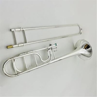 CRJUS Trombón Tenor Bb/F, Latón Amarillo, Plateado, Profesional, Para Tocar Instrumentos De Trombón Trombón Para Principiantes CRJUS Trombón Tenor Bb/F, Latón Amarillo, Plateado, Profesional, Para Tocar Instrumentos De Trombón Trombón Para Principiantes