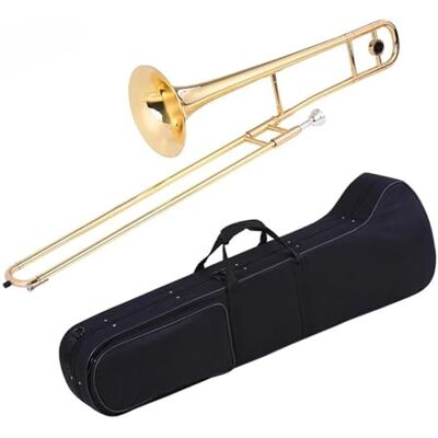 LANHESHI Principiantes trombón Trombón Tenor Latón Lacado Dorado Bb Tono B Instrumento De Viento Plano Con Boquilla De Cuproníquel Palo Cas LANHESHI Principiantes trombón Trombón Tenor Latón Lacado Dorado Bb Tono B Instrumento De Viento Plano Con Boquilla De Cuproníquel Palo Cas