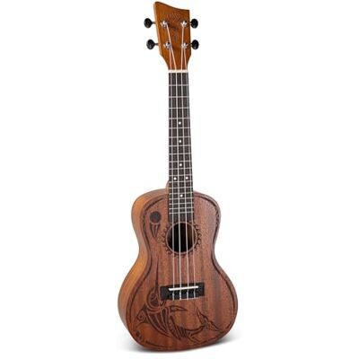 GEWA Concert Ukulele Manoa Wildlife Cuerpo Sapeli Diseño láser Lizzard Chase Natural mate sedoso incl. Funda acolchada GEWA Concert Ukulele Manoa Wildlife Cuerpo Sapeli Diseño láser Lizzard Chase Natural mate sedoso incl. Funda acolchada