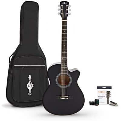 gear4music Guitarra Acústica con Cutaway y Accesorios , Negro gear4music Guitarra Acústica con Cutaway y Accesorios , Negro