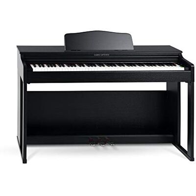 Classic Cantabile Piano digital 88 teclas con acción de martillo Teclado electronico USB/MIDI a host, 128 polifonía, 40 voces y funcion acompañamiento automático Organo musical Negro mate Classic Cantabile Piano digital 88 teclas con acción de martillo Teclado electronico USB/MIDI a host, 128 polifonía, 40 voces y funcion acompañamiento automático Organo musical Negro mate