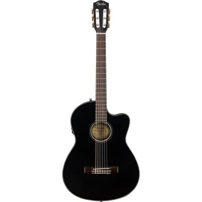 Fender CN-140SCE Guitarra acústica de nailon, diapasón de nogal, color negro con funda, Incluye cursos virtuales gratuitos en Play Fender CN-140SCE Guitarra acústica de nailon, diapasón de nogal, color negro con funda, Incluye cursos virtuales gratuitos en Play