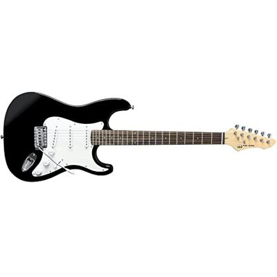 GEWA guitarra eléctrica RC-100 negro, Cuerpo de madera de tilo macizo, Mástil de arce, Diapasón de madera de pakka, herrajes cromados GEWA guitarra eléctrica RC-100 negro, Cuerpo de madera de tilo macizo, Mástil de arce, Diapasón de madera de pakka, herrajes cromados