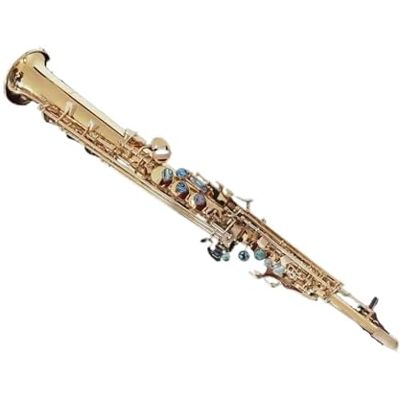 LJERFSW Saxofón De Latón Saxofón Agudo Profesional Recto En Si Bemol Con Llave De Abulón Dorado, Instrumento De Viento De Madera Con Accesorios(Bag B) LJERFSW Saxofón De Latón Saxofón Agudo Profesional Recto En Si Bemol Con Llave De Abulón Dorado, Instrumento De Viento De Madera Con Accesorios(Bag B)
