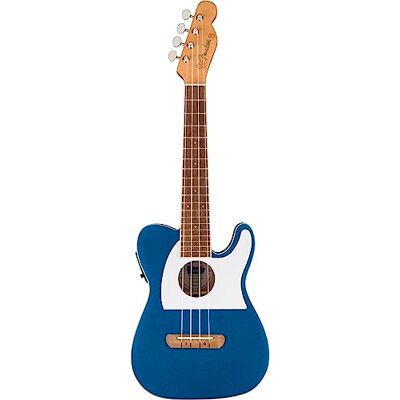 Fender Fullerton Tele® Uke, diapasón de nogal, golpeador blanco, Lake Placid Blue Fender Fullerton Tele® Uke, diapasón de nogal, golpeador blanco, Lake Placid Blue