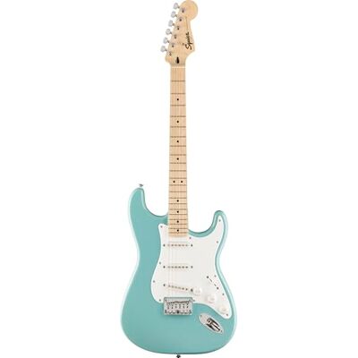 Fender Guitarra eléctrica FSR Squier Sonic® Stratocaster® HT, diapasón de arce, golpeador blanco, Tropical Turquoise Fender Guitarra eléctrica FSR Squier Sonic® Stratocaster® HT, diapasón de arce, golpeador blanco, Tropical Turquoise
