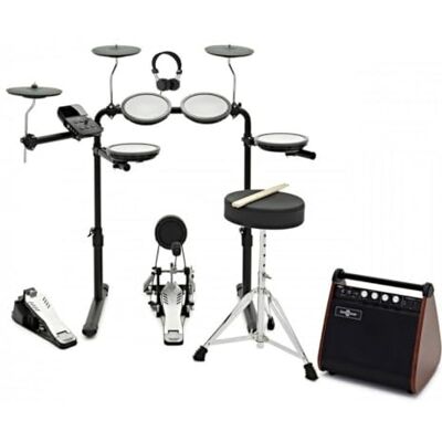 gear4music VISIONDRUM+ Batería Electrónica 8 Pads en Malla, Hi-Hat, Kick y Ampli Kit de Batería Eléctrica Adultos y Niños, Altura Regulable, Diseño Plegable, Ampli, Auriculares, Taburete y Baquetas gear4music VISIONDRUM+ Batería Electrónica 8 Pads en Malla, Hi-Hat, Kick y Ampli Kit de Batería Eléctrica Adultos y Niños, Altura Regulable, Diseño Plegable, Ampli, Auriculares, Taburete y Baquetas
