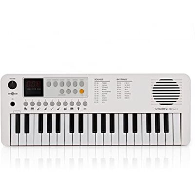 gear4music VISIONKEY-1 Mini Teclado Digital 37 Teclas para Niños y Principiantes Piano Eléctrico de Mini Teclas en 3 Octavas, 100 Sonidos y Ritmos, Salida de Auriculares, USB-C o Pilas, Blanco gear4music VISIONKEY-1 Mini Teclado Digital 37 Teclas para Niños y Principiantes Piano Eléctrico de Mini Teclas en 3 Octavas, 100 Sonidos y Ritmos, Salida de Auriculares, USB-C o Pilas, Blanco