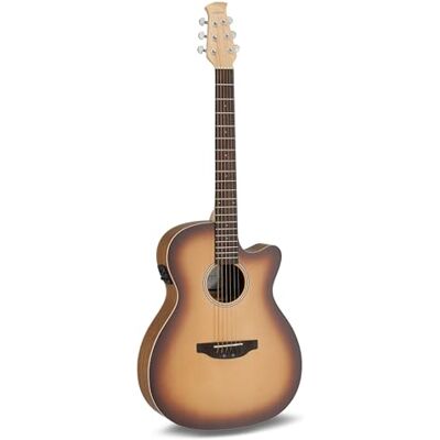 Applause Guitarra acústica eléctrica Jump OM Electro Cut Tapa de abeto macizo Fondo de ovangkol Cutaway Peach Burst mate Applause Guitarra acústica eléctrica Jump OM Electro Cut Tapa de abeto macizo Fondo de ovangkol Cutaway Peach Burst mate
