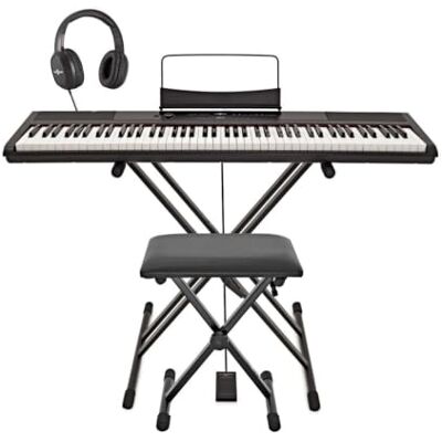 gear4music Piano de Escenario SDP-2 de + Soporte Pedal y Auriculares Mecanismo Contrapesado de 88 Teclas Completo, Altavoces Estéreo Integrados y Salida de Auriculares, 8 Voces, Soporte Incluido gear4music Piano de Escenario SDP-2 de + Soporte Pedal y Auriculares Mecanismo Contrapesado de 88 Teclas Completo, Altavoces Estéreo Integrados y Salida de Auriculares, 8 Voces, Soporte Incluido