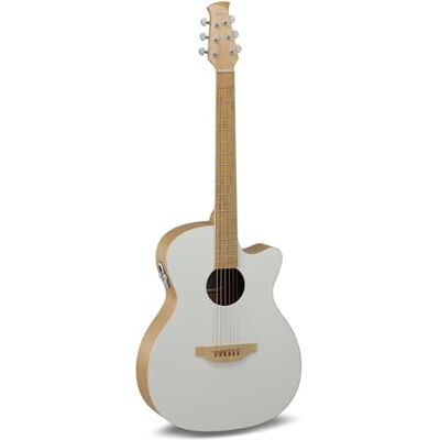 Applause Guitarra acústica eléctrica Jump Blank Canvas , tapa: abeto europeo macizo, cutaway, acabado mate poroso, tapa blanca, preamplificador con altavoz y efectos, clavijas cromadas mate Applause Guitarra acústica eléctrica Jump Blank Canvas , tapa: abeto europeo macizo, cutaway, acabado mate poroso, tapa blanca, preamplificador con altavoz y efectos, clavijas cromadas mate