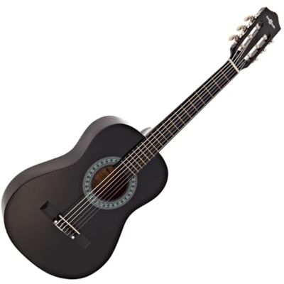 gear4music Guitarra Clásica Junior 1/2, Negro, de Perfecto para principiantes jóvenes, tamaño pequeño con gran sonido, construcción robusta y duradera gear4music Guitarra Clásica Junior 1/2, Negro, de Perfecto para principiantes jóvenes, tamaño pequeño con gran sonido, construcción robusta y duradera
