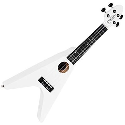 ROCKTILE FV-04 WH Ukulele Blanca, Ukulele soprano con diseño heavy Mensura: 343 mm, Longitud total: 60, 5 cm, 15 trastes, Ancho de cejuela: 35 mm, Cuerpo y mástil de tilo, Mecánicas suaves ROCKTILE FV-04 WH Ukulele Blanca, Ukulele soprano con diseño heavy Mensura: 343 mm, Longitud total: 60, 5 cm, 15 trastes, Ancho de cejuela: 35 mm, Cuerpo y mástil de tilo, Mecánicas suaves
