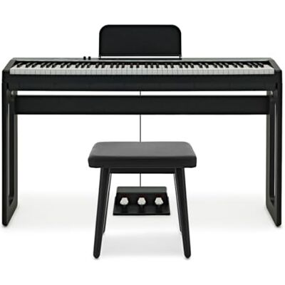 gear4music Keynote Compact Digital Upright Piano with Bluetooth, Stool Pack Incluye Taburete Acolchado Cómodo, 30 Ajustes DREAM, 88 Teclas Contrapesadas, Unidad 3 Pedales, Negro gear4music Keynote Compact Digital Upright Piano with Bluetooth, Stool Pack Incluye Taburete Acolchado Cómodo, 30 Ajustes DREAM, 88 Teclas Contrapesadas, Unidad 3 Pedales, Negro