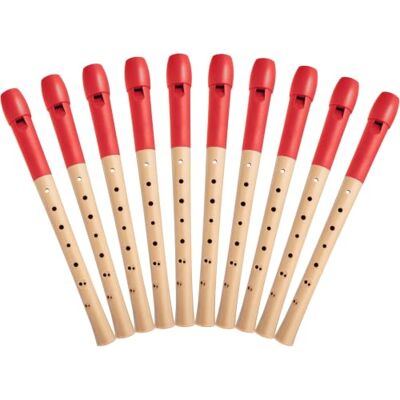 Classic Cantabile Pivella Flauta Dulce Roja, digitación barroca juego de 10 Flautas dulces de 2 piezas, Cabeza de plástico especial rojo, Parte inferior de madera de arce, Afinación: C-Soprano Classic Cantabile Pivella Flauta Dulce Roja, digitación barroca juego de 10 Flautas dulces de 2 piezas, Cabeza de plástico especial rojo, Parte inferior de madera de arce, Afinación: C-Soprano