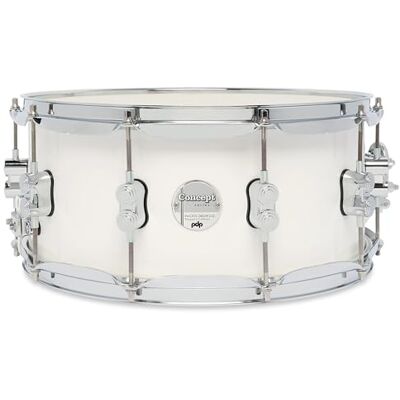 Pacific Drums Caja Arce Conceptual 35.6x14 cm, Laca blanca nacarada, casco arce europeo 10 capas, herrajes DW Pacific Drums Caja Arce Conceptual 35.6x14 cm, Laca blanca nacarada, casco arce europeo 10 capas, herrajes DW
