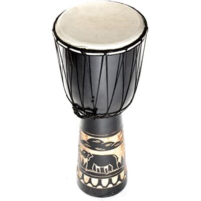 Ciffre Djembe grande de 50 cm, tambor de madera, bongo, piel de cabra, elefante, negro, comercio justo Ciffre Djembe grande de 50 cm, tambor de madera, bongo, piel de cabra, elefante, negro, comercio justo
