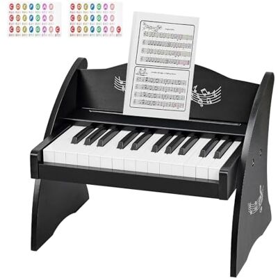 VEVOR Teclado de Piano Infantil 25 Teclas de Madera, Piano Electrónico para Niños 3-10 Años, Volumen Ajustable, USB-C o Pilas, con Pegatinas de Notas y Hojas de Práctica, para Viaje Familiar Casa Aula VEVOR Teclado de Piano Infantil 25 Teclas de Madera, Piano Electrónico para Niños 3-10 Años, Volumen Ajustable, USB-C o Pilas, con Pegatinas de Notas y Hojas de Práctica, para Viaje Familiar Casa Aula