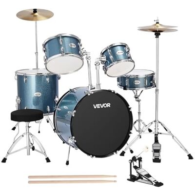 VEVOR Batería de 5 Piezas de 558,8 mm para Niños con Trono Ajustable, Platillo Baquetas, Kit de Aprendizaje de Música de Batería para Principiantes, Adolescentes y Estudiantes, Azul Grava VEVOR Batería de 5 Piezas de 558,8 mm para Niños con Trono Ajustable, Platillo Baquetas, Kit de Aprendizaje de Música de Batería para Principiantes, Adolescentes y Estudiantes, Azul Grava