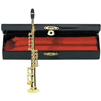 GEWA instrumento en miniatura Saxofón soprano de latón – pulido en color dorado – longitud aprox. 15 cm – instrumento decorativo en estuche – idea de regalo GEWA instrumento en miniatura Saxofón soprano de latón – pulido en color dorado – longitud aprox. 15 cm – instrumento decorativo en estuche – idea de regalo