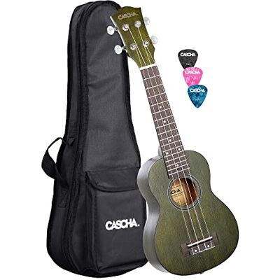 Cascha Ukelele soprano verde caoba I Ukelele Starter Kit de 3 púas de colores en funda I Ukelele soprano Premium caoba verde I Guitarra hawaiana pequeña para principiantes avanzados Cascha Ukelele soprano verde caoba I Ukelele Starter Kit de 3 púas de colores en funda I Ukelele soprano Premium caoba verde I Guitarra hawaiana pequeña para principiantes avanzados