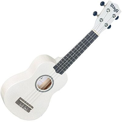 Stagg Ukelele Soprano de madera de tilo con funda de nailon, blanco Stagg Ukelele Soprano de madera de tilo con funda de nailon, blanco