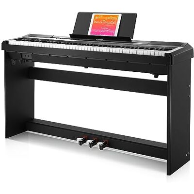 Donner Piano Eléctrico Digital 88 Teclas, Mitad Contrapesadas Teclas, Teclado Musical Adecuado para Principiantes con Soporte de Piano Desmontable y Pedal Triple, DEP-10S, Retro, Negro Donner Piano Eléctrico Digital 88 Teclas, Mitad Contrapesadas Teclas, Teclado Musical Adecuado para Principiantes con Soporte de Piano Desmontable y Pedal Triple, DEP-10S, Retro, Negro