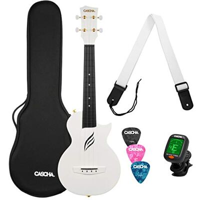 Cascha Juego con ukelele para concierto de fibra de carbono, kit para principiantes Cascha Juego con ukelele para concierto de fibra de carbono, kit para principiantes