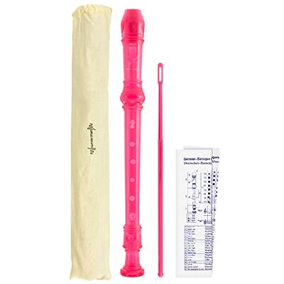 World Rhythm Flauta dulce soprano escolar de 3 piezas, incluye barra de limpieza, tabla de dedos y bolsa de transporte, color rosa World Rhythm Flauta dulce soprano escolar de 3 piezas, incluye barra de limpieza, tabla de dedos y bolsa de transporte, color rosa