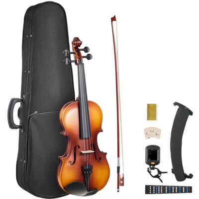 VEVOR Violín 4/4, Kit de violín para principiantes con estuche, colofonia, arco, hombro, caballete, afinador, cuerdas de repuesto, afinación fácil, instrumento musical profesional para estudiantes VEVOR Violín 4/4, Kit de violín para principiantes con estuche, colofonia, arco, hombro, caballete, afinador, cuerdas de repuesto, afinación fácil, instrumento musical profesional para estudiantes