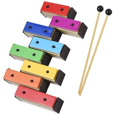 Dabur Glockenspiel Campana de resonador de caja de resonancia de metal desmontable Glockenspiel colorido de 8 notas con caja de plástico verde Dabur Glockenspiel Campana de resonador de caja de resonancia de metal desmontable Glockenspiel colorido de 8 notas con caja de plástico verde