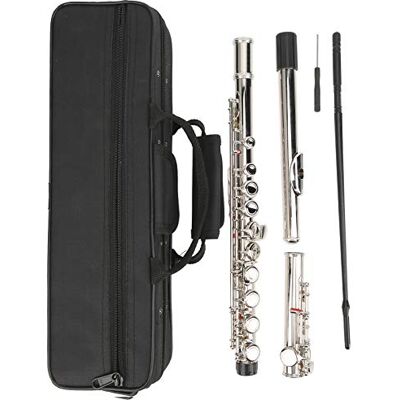 VBESTLIFE Juego de Flauta C de 16 Orificios y Llaves Plateada Con Destornillador y Bolsa de Almacenamiento Para Estudiantes Principiantes (Plata) VBESTLIFE Juego de Flauta C de 16 Orificios y Llaves Plateada Con Destornillador y Bolsa de Almacenamiento Para Estudiantes Principiantes (Plata)
