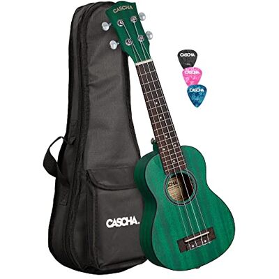 Cascha Ukelele soprano para zurdos, aguamarina, caoba, kit de iniciación, 3 púas de colores, funda de transporte, prémium, guitarra hawaiana pequeña para principiantes y avanzados Cascha Ukelele soprano para zurdos, aguamarina, caoba, kit de iniciación, 3 púas de colores, funda de transporte, prémium, guitarra hawaiana pequeña para principiantes y avanzados